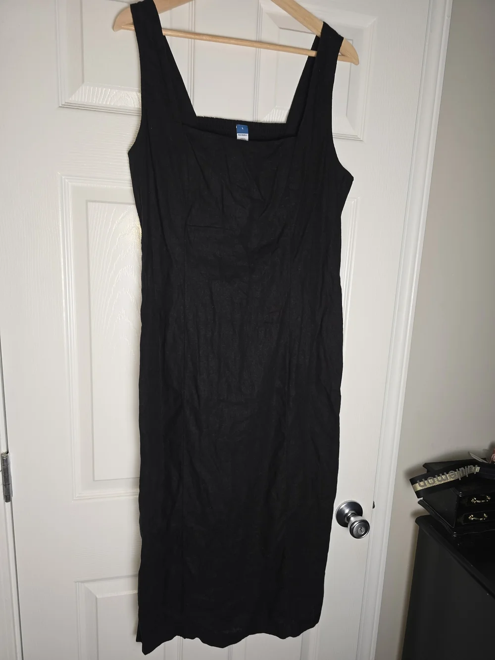 Old Navy Linen Black Square-Neck Midi Dress - Size Large